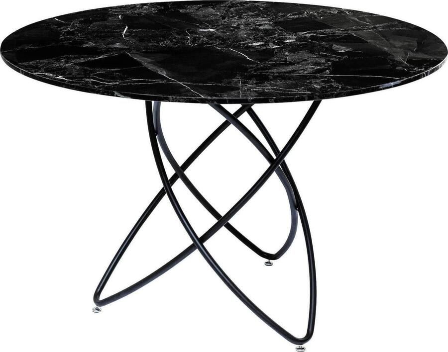 Kare Design | Tafel Molekular Black Marble Glass -Ø120cm | Eettafels | Eettafel