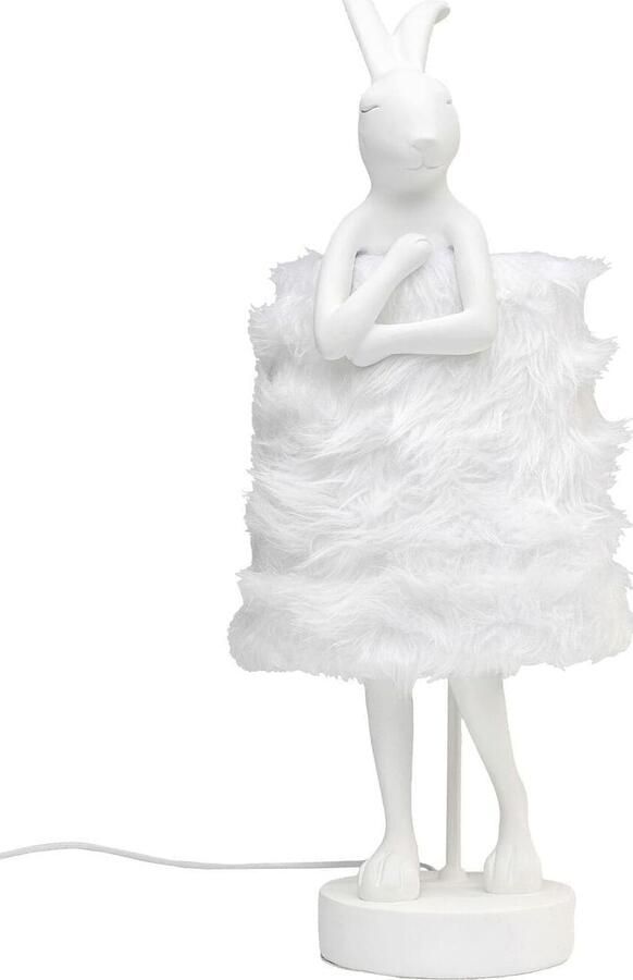 Kare Design | Tafellamp Animal Rabbit Fur White Silver 68cm | Woonaccessoires | Tafellamp