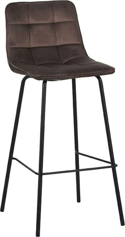 LABEL51 | Barkruk Bistro Taupe Fluweel | Zitmeubels eetkamer | Barstoel