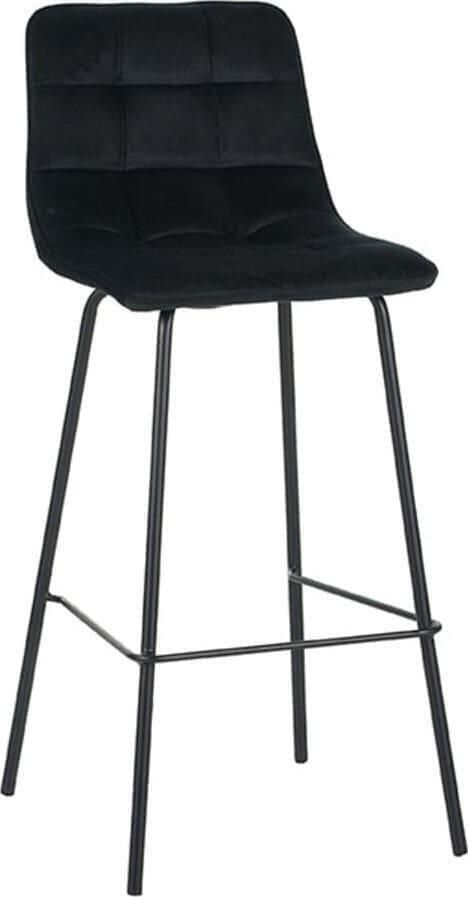 LABEL51 | Barkruk Bistro Zwart Fluweel | Zitmeubels eetkamer | Barstoel