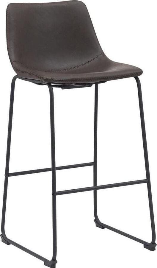 LABEL51 | Barkruk Risto Donkerbruin PU-Leder Zithoogte 75 | Zitmeubels eetkamer | Barstoel