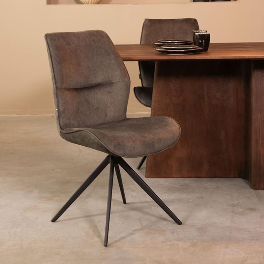 LABEL51 | Eetkamerstoel Comfy Antraciet Cosmo Zwart Onderstel | Zitmeubels eetkamer | Eetkamerstoel