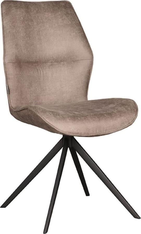 LABEL51 | Eetkamerstoel Comfy Taupe Micro Suede Zwart Onderstel | Zitmeubels eetkamer | Eetkamerstoel