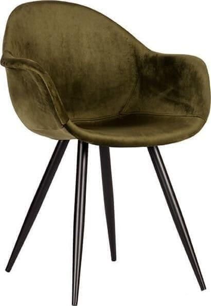 LABEL51 | Eetkamerstoel Forli Army green Fluweel | Zitmeubels eetkamer | Armstoel