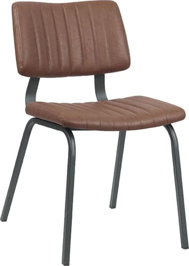 LABEL51 | Eetkamerstoel Gusto Bruin PU-Leder | Zitmeubels eetkamer | Eetkamerstoel