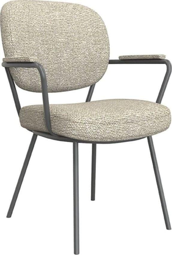 LABEL51 | Eetkamerstoel Lausanne Naturel Boucle | Zitmeubels eetkamer | Armstoel