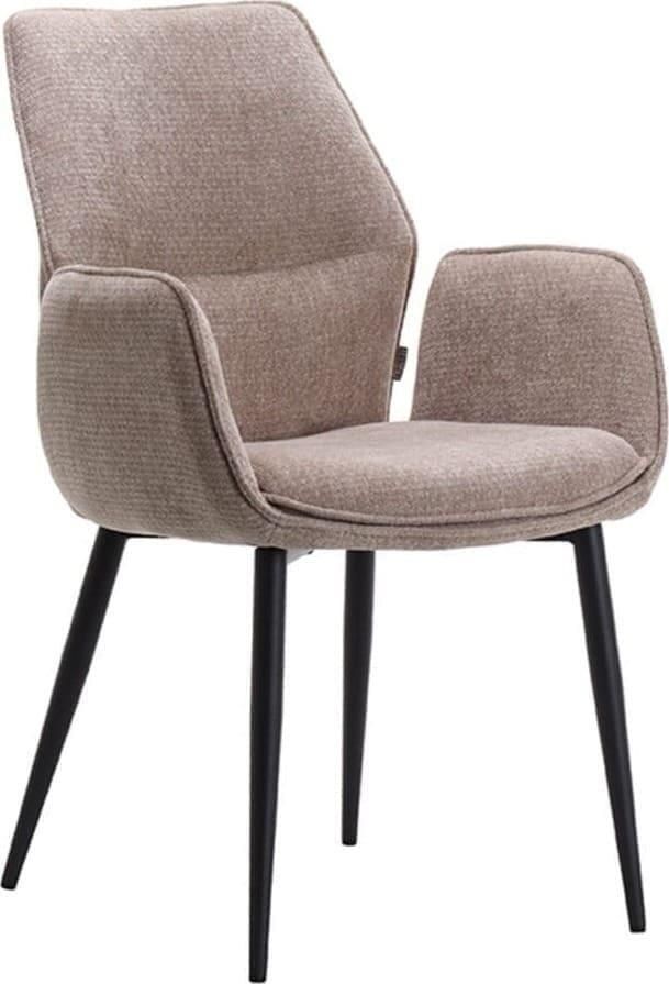 LABEL51 | Eetkamerstoel Morris Taupe Stof | Zitmeubels eetkamer | Armstoel