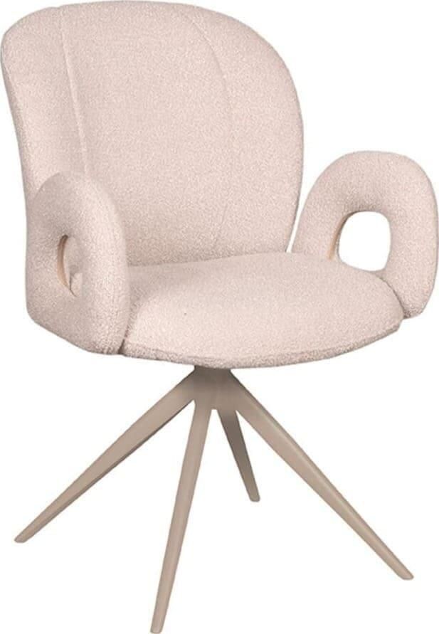 LABEL51 | Eetkamerstoel Neo Naturel Boucle Taupe Onderstel | Zitmeubels eetkamer | Armstoel