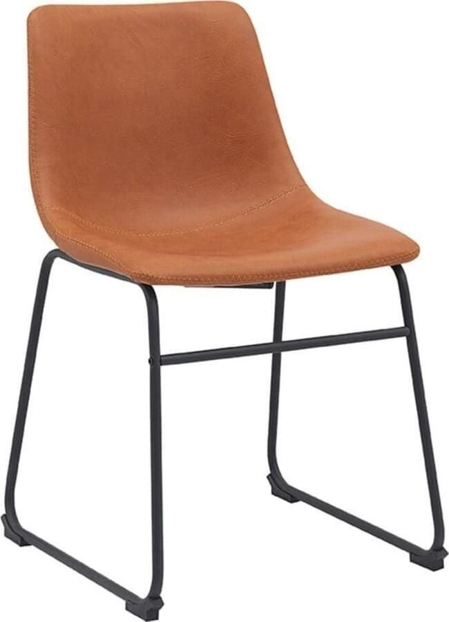 LABEL51 | Eetkamerstoel Risto Cognac PU-Leder | Zitmeubels eetkamer | Eetkamerstoel