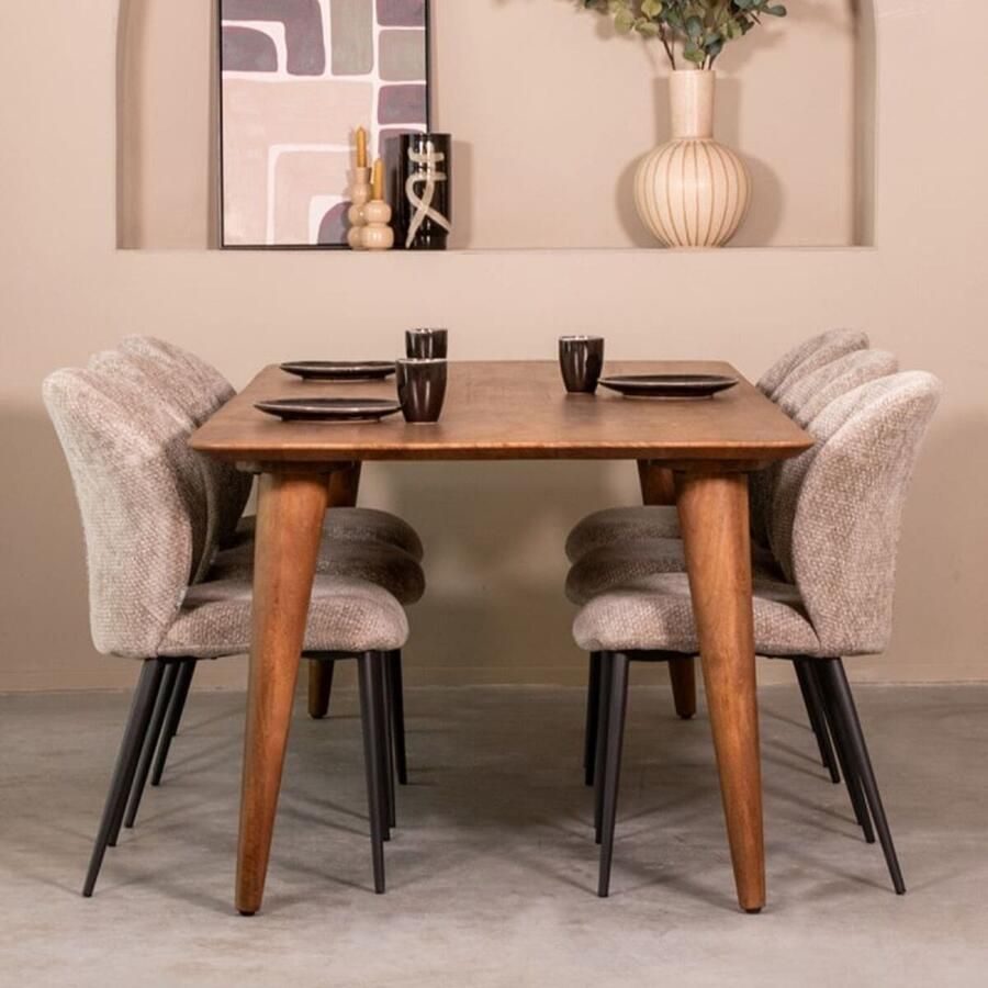 LABEL51 | Eetkamertafel Fly Nature Mangohout 160x90 cm | Zitmeubels woonkamer | Relaxfauteuil