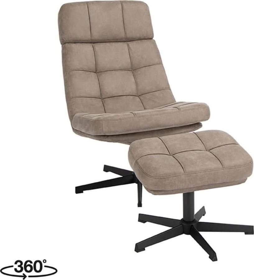 LABEL51 | Fauteuil Alvar Taupe Boucle Incl. Ottoman | Zitmeubels woonkamer | Fauteuil - Foto 4