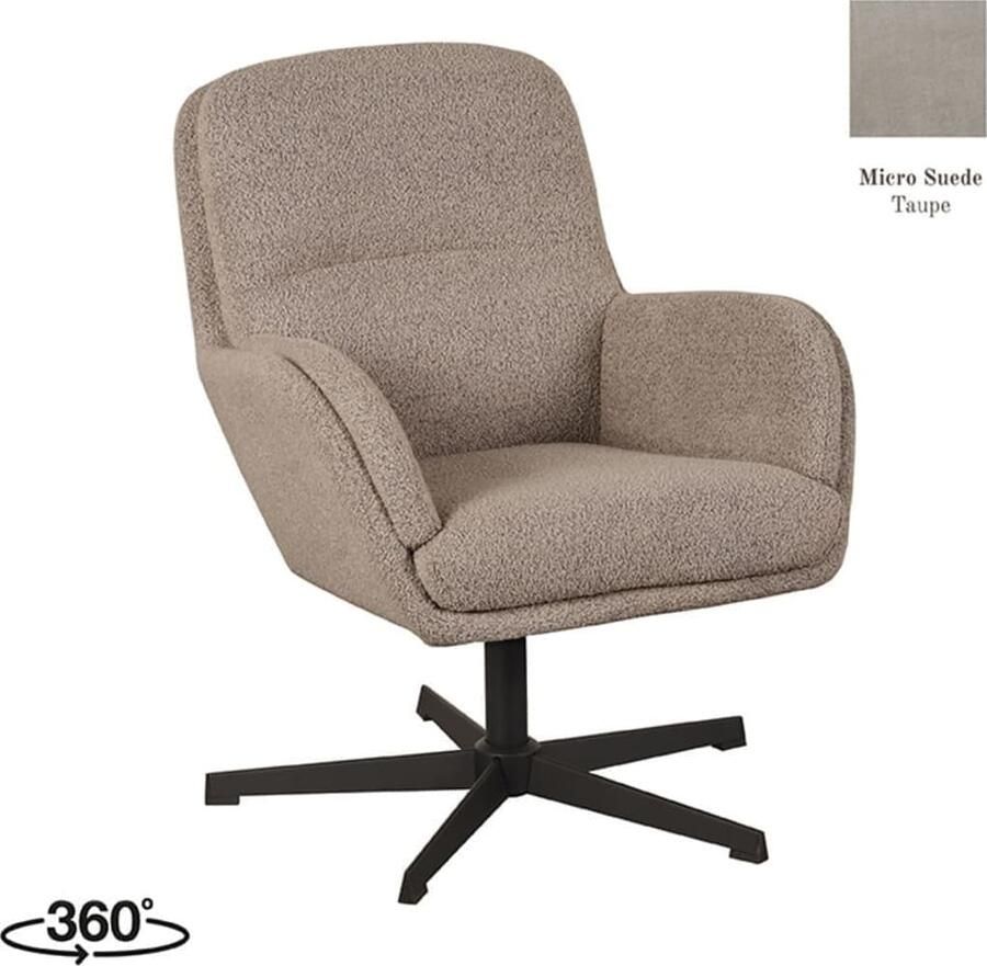 LABEL51 | Fauteuil Moss Taupe Micro Suede | Zitmeubels woonkamer | Fauteuil