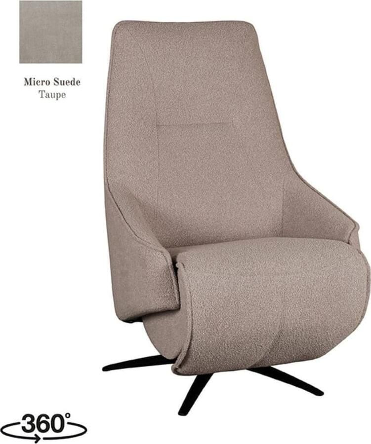 LABEL51 | Fauteuil Odense Taupe Micro Suede Elektrische | Zitmeubels woonkamer | Relaxfauteuil