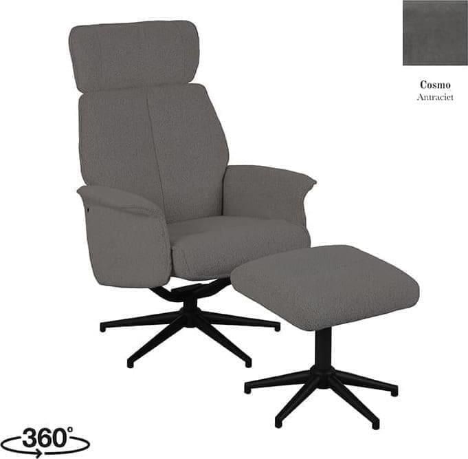 LABEL51 | Fauteuil Verdal Antraciet Cosmo Incl. Ottoman | Zitmeubels woonkamer | Fauteuil - Foto 2