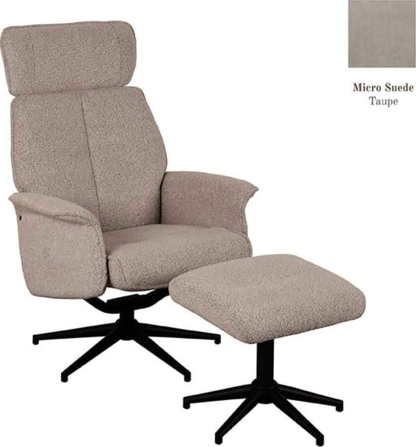 LABEL51 | Fauteuil Verdal Taupe Micro Suede Incl. Ottoman | Zitmeubels woonkamer | Fauteuil - Foto 2
