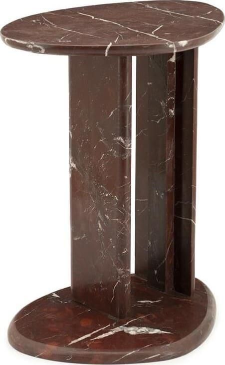By-Boo Organische Bijzettafel Lior Marmer 46 x 35cm Rood