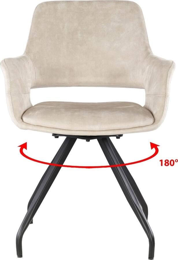 Livingfurn | Eetkamerstoel Capp Beige Velvet | Zitmeubels eetkamer | Armstoel