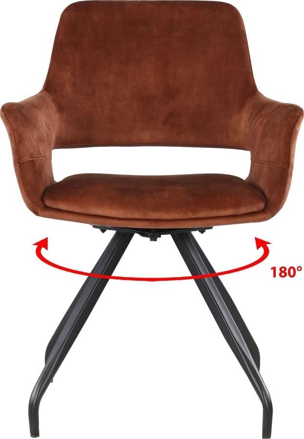 Livingfurn | Eetkamerstoel Capp Rust Velvet | Zitmeubels eetkamer | Armstoel