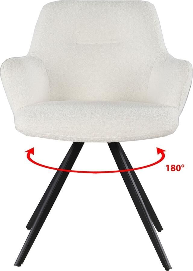 Livingfurn | Eetkamerstoel Doreen Boucle White | Zitmeubels eetkamer | Armstoel