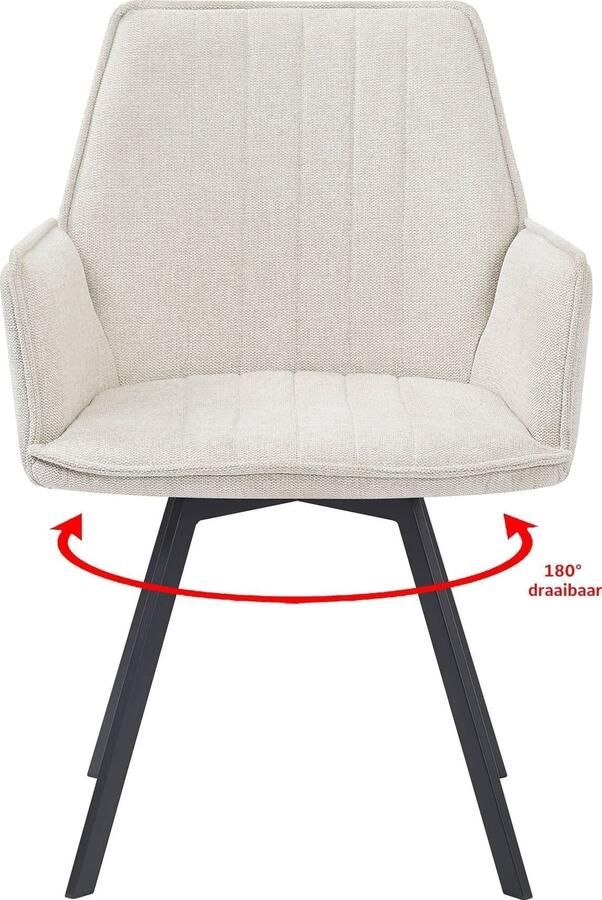 Livingfurn | Eetkamerstoel Louise Beige | Zitmeubels eetkamer | Armstoel