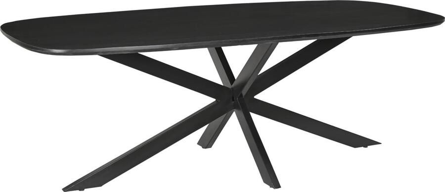 Livingfurn Eetkamertafel Jesper Danish Oval Black 230cm Mangohout Gecoat Staal - Foto 3
