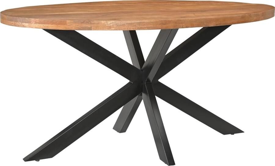 Livingfurn Eetkamertafel Rocky Oval 180 cm Mangohout Gecoat Staal - Foto 4