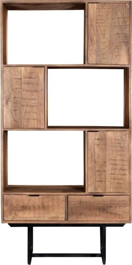 Livingfurn Kabinetkast Valdez 40x100x200 Mangohout en Gecoat Staal