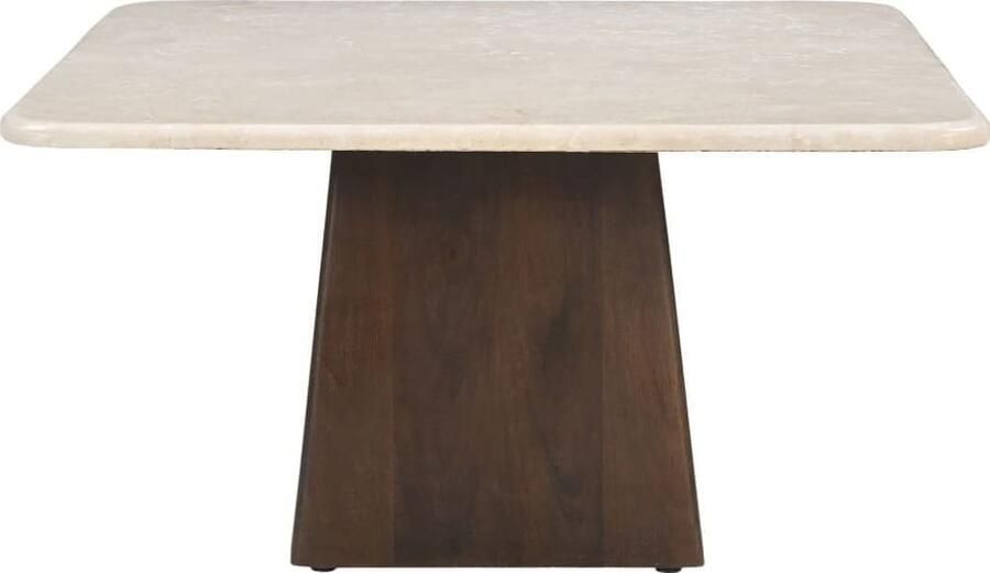 Sohome Vierkante Salontafel Margred Marmer en mangohout 75 x 75cm Beige