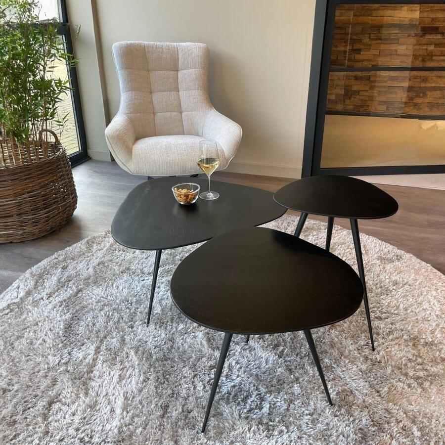 Livingfurn | Salontafel Brix Loua Black set 3 | Woonkamertafels | SalontafelSalontafelset