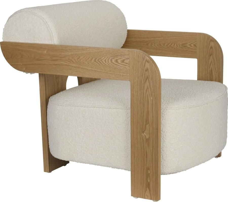 Zuiver Fauteuil Oolong Bouclé en eikenhout Beige