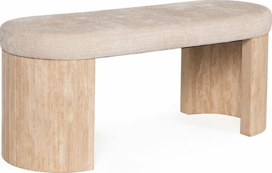 Richmond Interiors | Bank Gallice natural beige travertine | Zitmeubels eetkamer | Eetkamerbank
