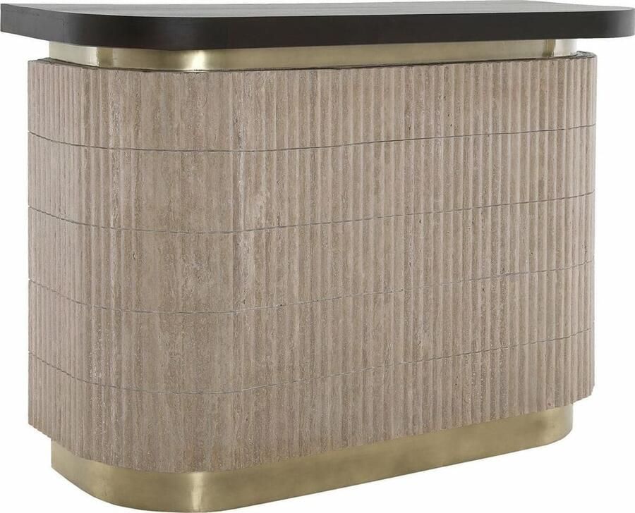 Richmond Interiors Richmond Bartafel Martini Travertin en hout 140 x 60cm Bruin Ovaal