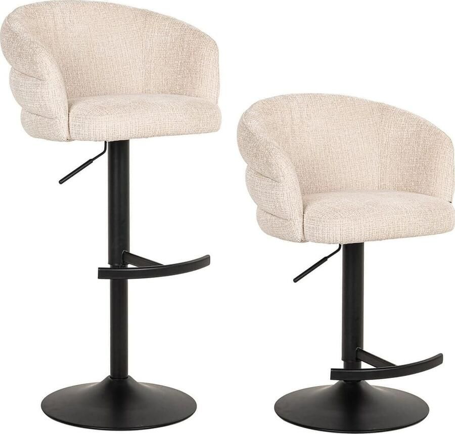 Richmond Interiors | Bar counter stoel draaibaar Nikki beige chenille | Eetkamer meubels | Barstoel