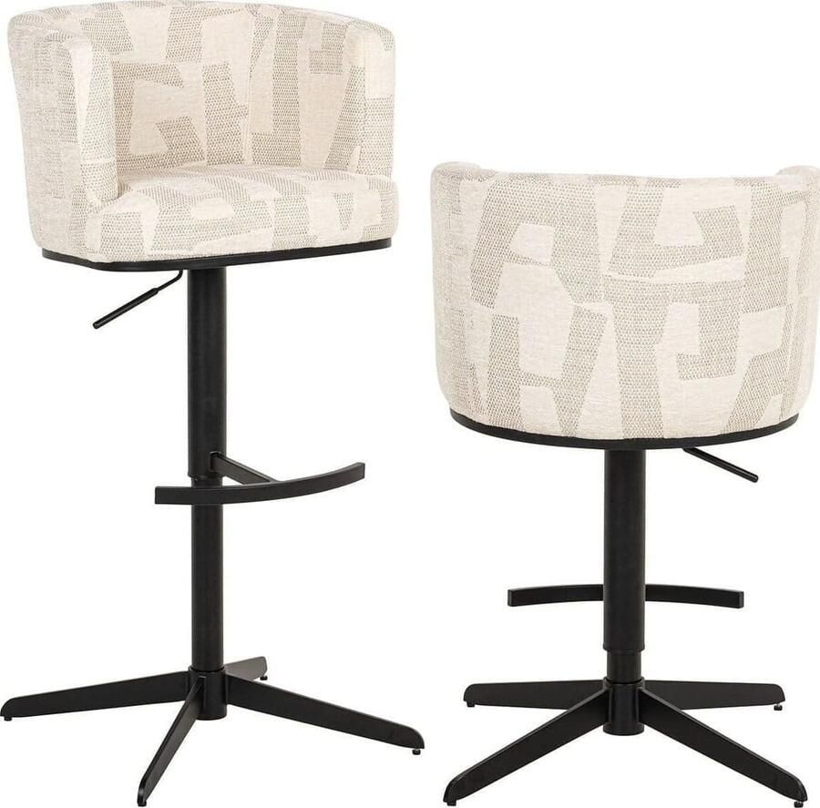 Richmond Interiors | Bar counterstoel Cheyenne beige graffic | Eetkamer meubels | Barstoel
