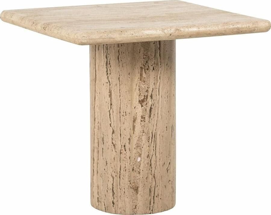 Richmond Interiors Richmond Bijzettafel Hampton Travertin 50 x 50cm Beige Vierkant