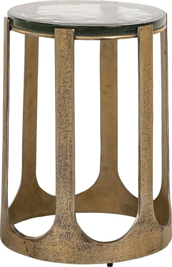 Richmond Interiors Richmond Ronde Bijzettafel Rixo Glas en brushed gold 37cm Goud