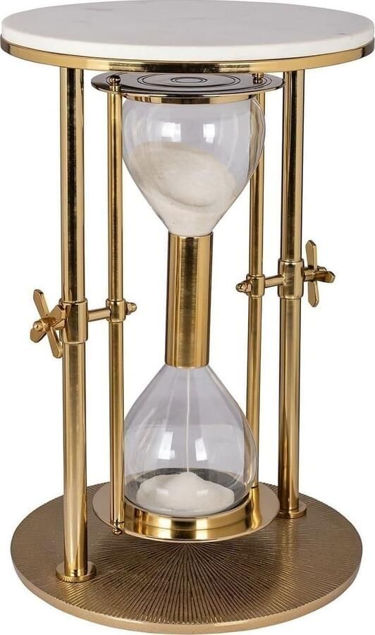 Richmond Interiors Richmond Bijzettafel Tempus Marmer en glas 40cm Goud Rond