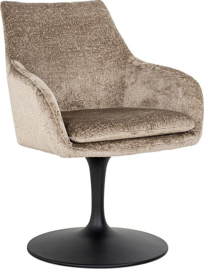 Richmond Interiors | Draaistoel Marlon taupe chenille | Zitmeubels eetkamer | Armstoel