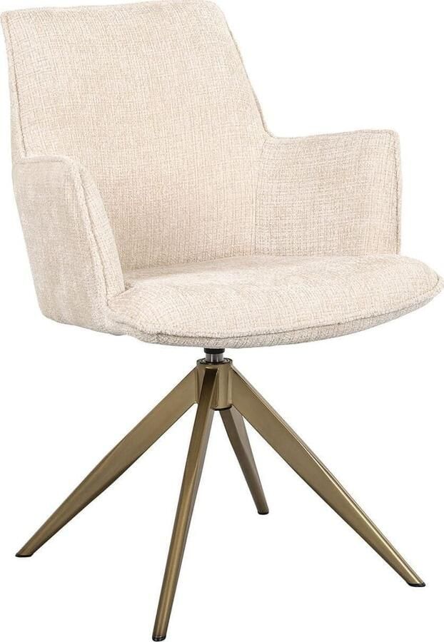 Richmond Interiors | Draaistoel met arm Dakota beige chenille | Zitmeubels eetkamer | Armstoel