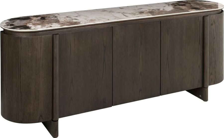Richmond Interiors Richmond Dressoir Langford Marmerlook en eiken 200cm Bruin