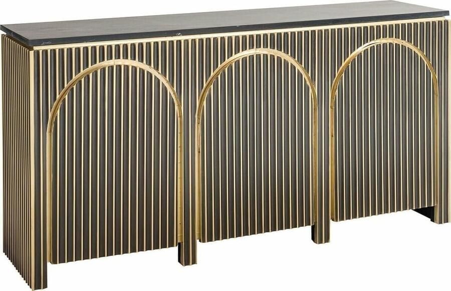 Richmond Interiors Richmond Dressoir Les Arcs Brass en marmer 160cm Brushed Gold