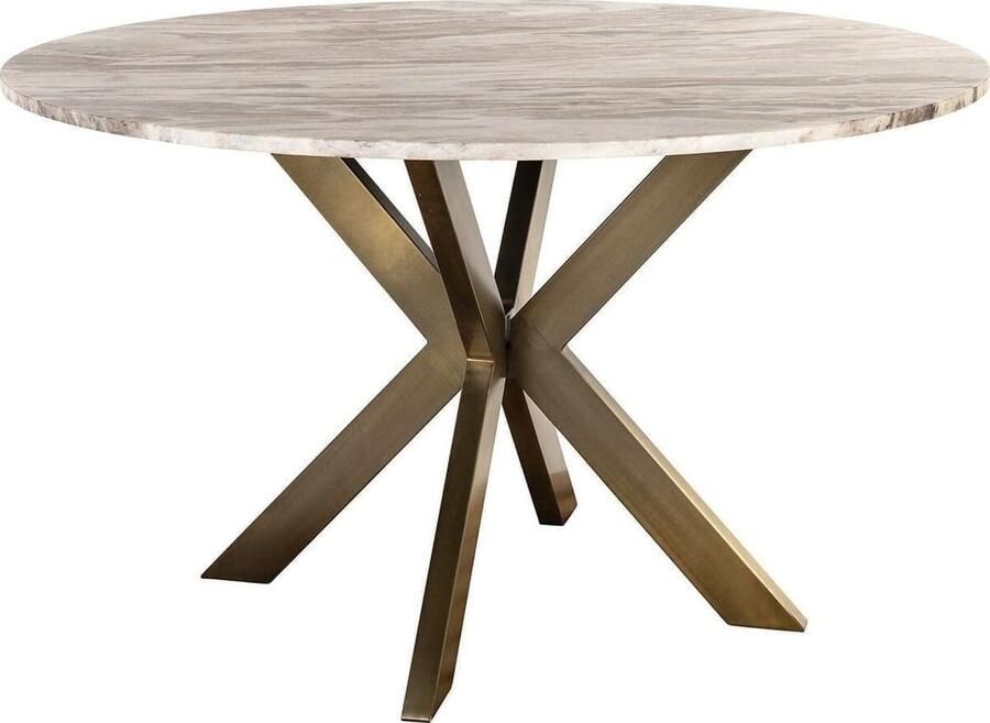 Richmond Interiors Richmond Ronde Eettafel Bottega Marmer en brass 140cm Wit