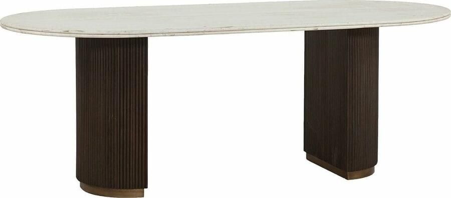 Richmond Interiors Richmond Ovale Eettafel Mayfield Marmer en mangohout 210 x 100cm Bruin Ovaal