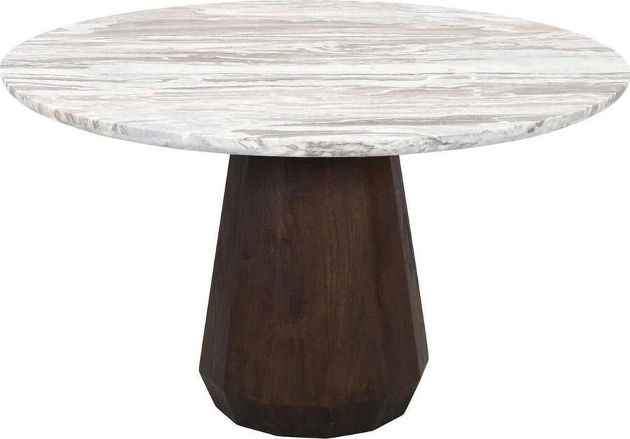 Richmond Interiors Richmond Ronde Eettafel Oberoy Marmer en mangohout 130cm Bruin