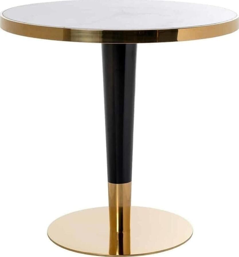 Richmond Interiors Richmond Ronde Bistrotafel Osteria Faux Marmer en Staal Ø80cm Goud