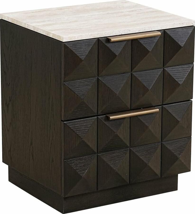 Richmond Interiors Richmond Nachtkastje Claremont Eiken en travertin 62 x 53cm Bruin