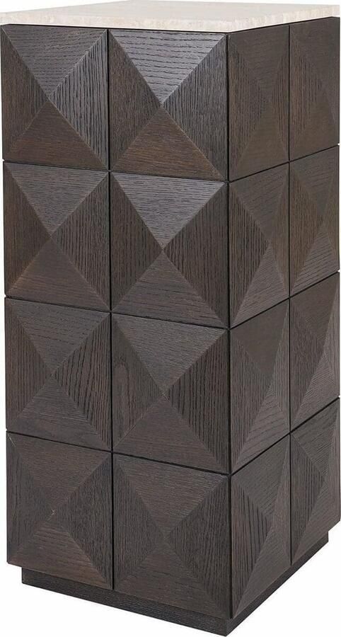 Richmond Interiors Richmond Zuil Claremont Eiken en travertin 90cm hoog Bruin
