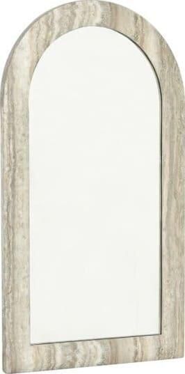 Richmond Interiors Richmond Gebogen Spiegel Calvo Marmer en travertinlook 100 x 55cm Grijs
