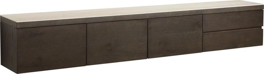 Richmond Interiors Richmond Zwevend TV-meubel Lachance Eikenhout en travertinlook 220cm bruin