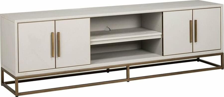 Richmond Interiors | TV-meubel Whitebone brass 4-deuren 200 | Woonkamer meubels | Tv-dressoirTv-meubel